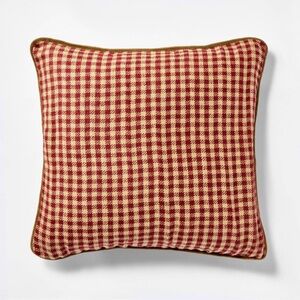 NEW Threshold Studio McGee 20" Red Gingham and Velvet Reverse Throw Pillow